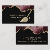 金ゴールドエレガントほうき、メイドのブルゴーニュの瑪瑙を洗浄 名刺 (正面/裏面)