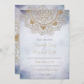 金ゴールドエレガントアイサンムーンマンダラデザイン 招待状 (正面/裏面)