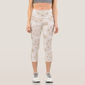 金ゴールドエレガントアイサンムーンマンダラホワイト カプリレギンス (正面)