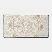 金ゴールドエレガントアイサンムーンマンダラホワイト デスクマット (正面)
