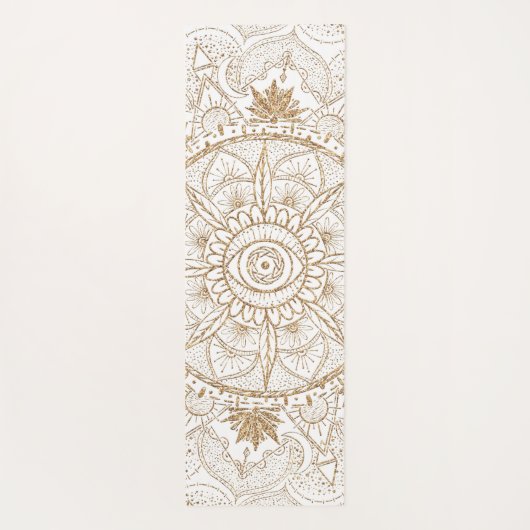 金ゴールドエレガントアイサンムーンマンダラホワイト ヨガマット (裏面)