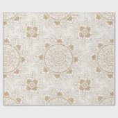 金ゴールドエレガントアイサンムーンマンダラホワイト ラッピングペーパー (フラット)