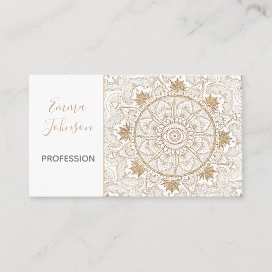 金ゴールドエレガントアイサンムーンマンダラホワイト 名刺 (正面)
