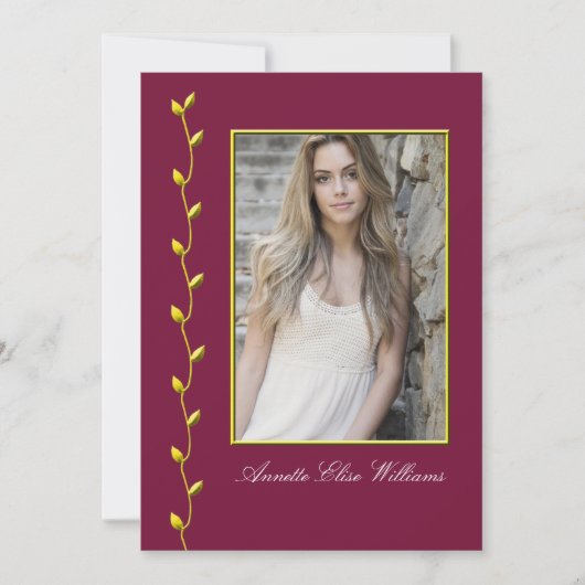 金ゴールドエレガントアイビーと写真ブルゴーニュBG 案内状 (正面)