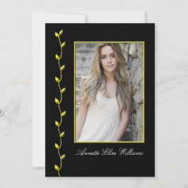 金ゴールドエレガントアイビーと写真blackBG 案内状