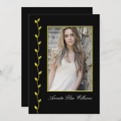 金ゴールドエレガントアイビーと写真blackBG 案内状 (正面/裏面)