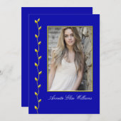 金ゴールドエレガントアイビーとPhoto RoyalblueBG 案内状 (正面/裏面)