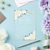 金ゴールドエレガントアイボリーフローラヌエストラボダ結婚ズ アクリル招待状 (インサイチュ (ウェディング))