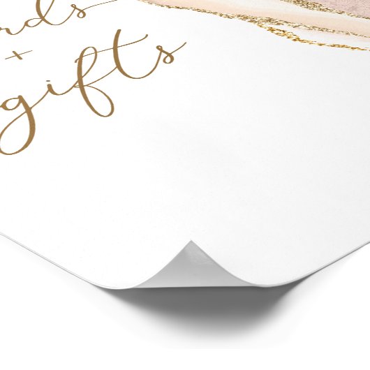 金ゴールドエレガントアイボリー瑪瑙のウェディングカードとギフト ポスター (角)