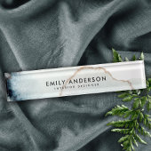 金ゴールドエレガントアクアブルーブラシストローク汚れテクスチャ デスクネームプレート