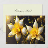 金ゴールドエレガントアクセント付きダフォジル、イースター シーズンカード (正面/裏面)