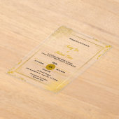 金ゴールドエレガントアモダンクリル結婚式招待状 アクリル招待状 (レイダウン)