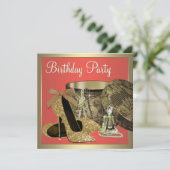 金ゴールドエレガントアンドコーラルグアババースデーパーティー 招待状 (スタンド正面)