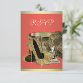 金ゴールドエレガントアンドコーラルグアババースデーパーティーRSVP 出欠カード (スタンド正面)
