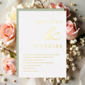 金ゴールドエレガントアンパサンドセージ結婚グリーン 箔招待状