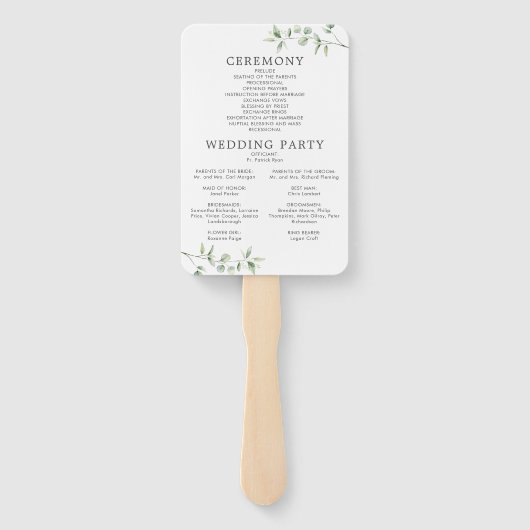 金ゴールドエレガントアンパサンドユーカリ結婚式 プログラム ハンドファン (裏面)