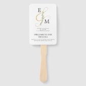 金ゴールドエレガントアンパサンドユーカリ結婚式 プログラム ハンドファン (正面)