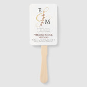 金ゴールドエレガントアンパサンド秋の結婚式プログラム ハンドファン (正面)