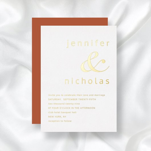 金ゴールドエレガントアンパサンド結婚テラコッタ箔 箔招待状