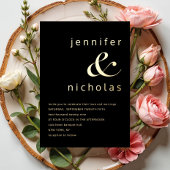 金ゴールドエレガントアンパサンド結婚ブラック 箔招待状