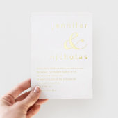 金ゴールドエレガントアンパサンド結婚ブルゴーニュ 箔招待状