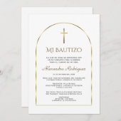金ゴールドエレガントアーチインビタシオンデバウティゾバプテスマ 招待状 (正面/裏面)