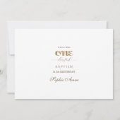 金ゴールドエレガントアーチバプテスマ1stバースデーガールフォト 招待状 (裏面)