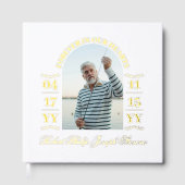 金ゴールドエレガントアーチ写真を永遠に私たちのハート ゲストブック (正面)