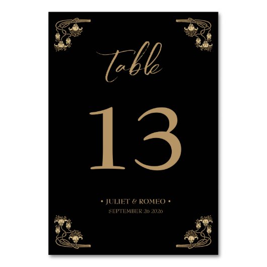 金ゴールドエレガントアートデコウェディング台座図T テーブルナンバー (裏面)