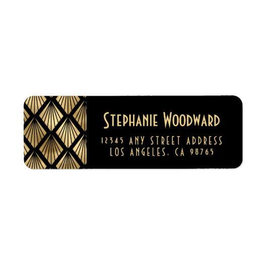 金ゴールドエレガントアールデコファンブラック差出人住所 ラベル (正面)