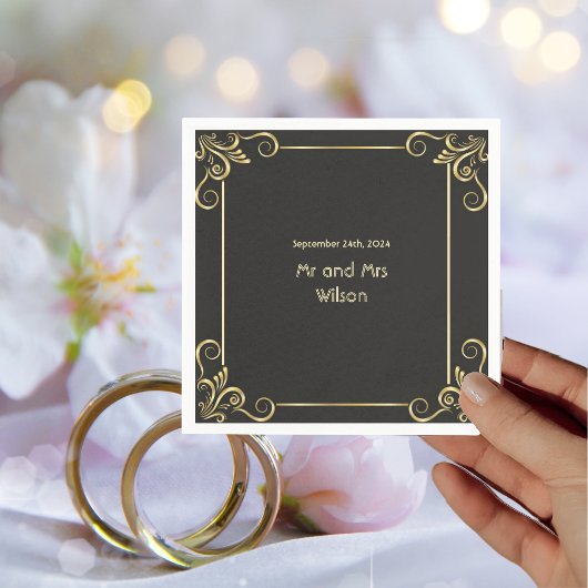 金ゴールドエレガントアールデコヴィンテージカクテルディナー スタンダードカクテルナプキン