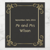 金ゴールドエレガントアールデコヴィンテージ結婚式 ワインラベル (シングルラベル)