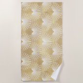 金ゴールドエレガントアールデコ模様 ビーチタオル (正面)