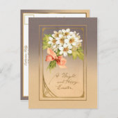 金ゴールドエレガントアールヌーボーイースターフローラ ポストカード (正面/裏面)