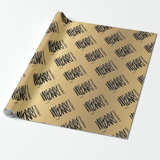 金ゴールドエレガントイエロークリスマスブモダンラック ラッピングペーパー (アンロールド)