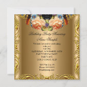 金ゴールドエレガントイエローバードブラックバースデーパーティー2 招待状 (裏面)