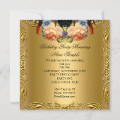 金ゴールドエレガントイエローバードブラック70th誕生日パーティー 招待状 (裏面)