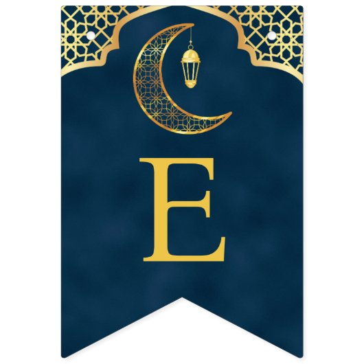 金ゴールドエレガントイスラム美術イードムバラクEid バンティングフラッグ (第3の旗)