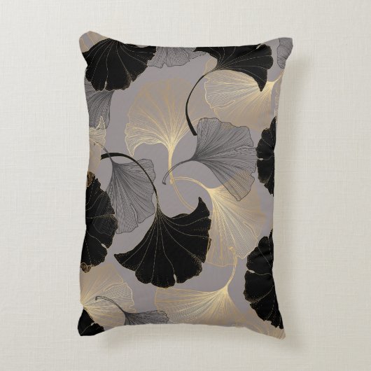 金ゴールドエレガントイチョウ、ヴィンテージの背景。 アクセントクッション (裏面(縦))