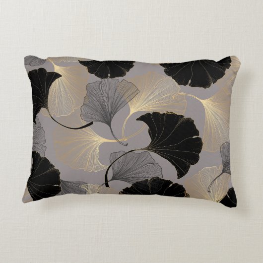 金ゴールドエレガントイチョウ、ヴィンテージの背景。 アクセントクッション (裏面)