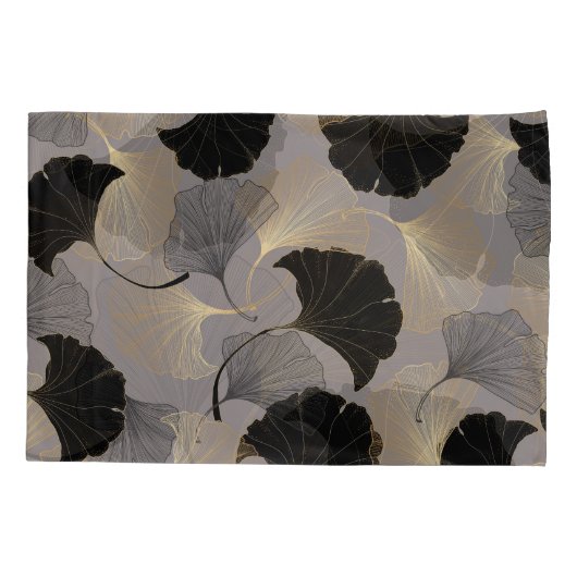 金ゴールドエレガントイチョウ、ヴィンテージの背景。 枕カバー (裏面)