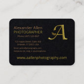 金ゴールドエレガントイニシャルレターAロゴ名刺 名刺 (裏面)