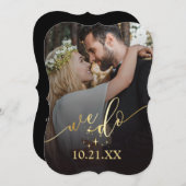 金ゴールドエレガントウィドー結婚式招待状 招待状 (正面/裏面)