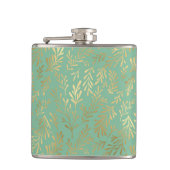 金ゴールドエレガントウィローのティール（緑がかった色） フラスク (正面)