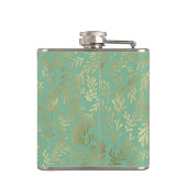 金ゴールドエレガントウィローのティール（緑がかった色） フラスク (裏面)