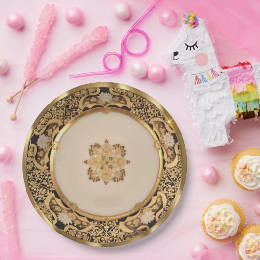 金ゴールドエレガントウィーン ペーパープレート (パーティー)