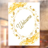 金ゴールドエレガントウェルカムサインとフローラフレーム ウィンドウサイン (シート2)