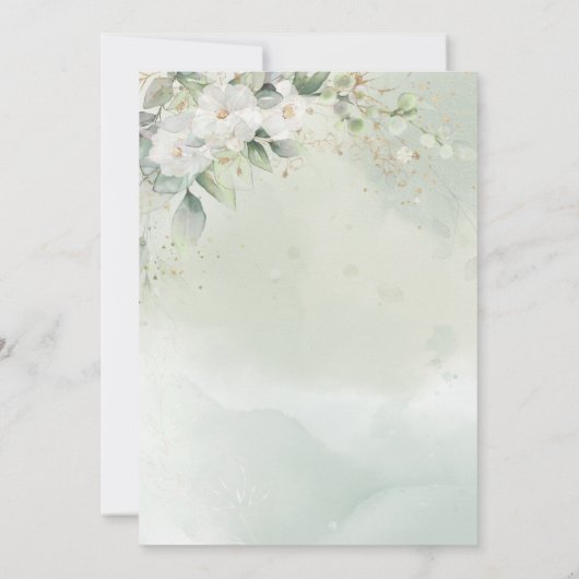 金ゴールドエレガントウォーターカラーグリーンキンセアニラ 招待状 (裏面)