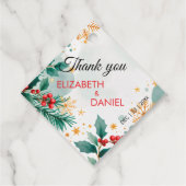 金ゴールドエレガントウォーターカラーホリークリスマスメッセージカード フェイバータグ (裏面)