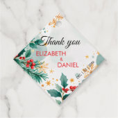 金ゴールドエレガントウォーターカラーホリークリスマスメッセージカード フェイバータグ (正面)